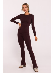 M817 Ribbed long-sleeved corset top - brown