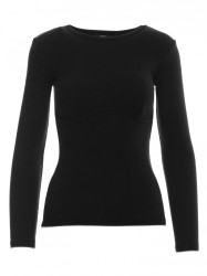 M817 Ribbed long-sleeved corset top - black
