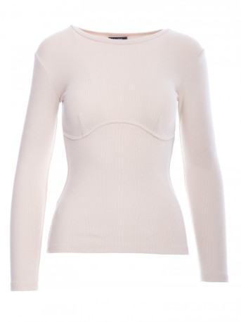 M817 Ribbed long-sleeved corset top - sandy