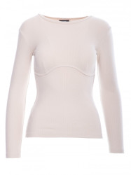 M817 Ribbed long-sleeved corset top - sandy