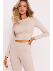 M817 Languota marškinėlių tipo marškinėliai ilgomis rankovėmis - smėlio spalvos