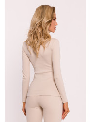 M817 Ribbed long-sleeved corset top - sandy