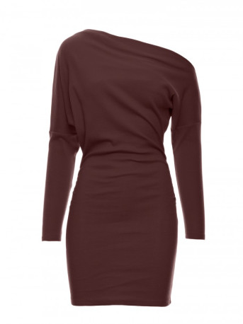 M818 Drop shoulder rib knit dress - brown