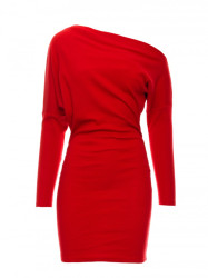 M818 Drop shoulder rib knit dress - red