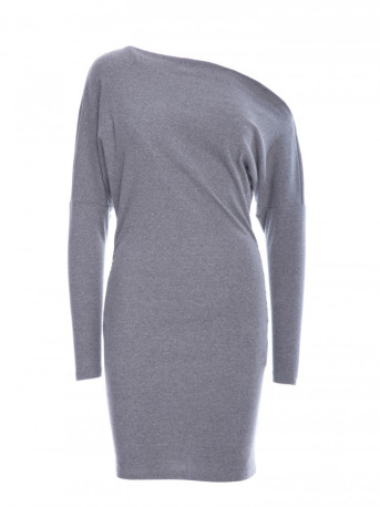 M818 Drop shoulder rib knit dress - grey melange