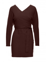 M819 Wrap top rib knit dress - brown