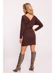M819 Wrap top rib knit dress - brown