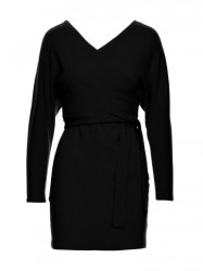 M819 Wrap top rib knit dress - black