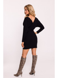 M819 Wrap top rib knit dress - black