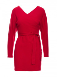 M819 Wrap top rib knit dress - red