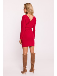 M819 Wrap top rib knit dress - red