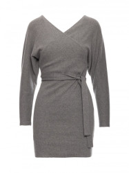M819 Wrap top rib knit dress - grey melange