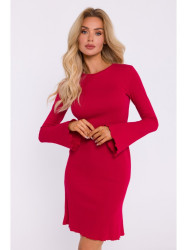 M821 Wide sleeve rib knit dress - red
