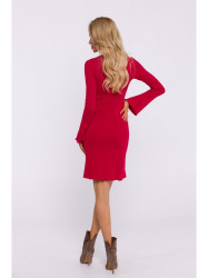 M821 Wide sleeve rib knit dress - red