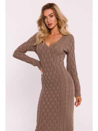 M824 V-neck sweater dress - cappuccino
