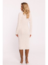 M824 Megztinė suknelė V formos iškirpte - dramblio kaulo spalvos