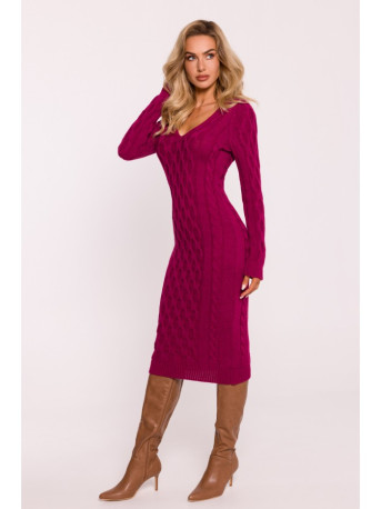 M824 V-neck sweater dress - pink