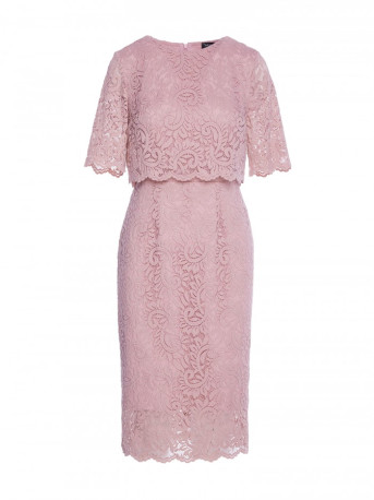 S379 Lace dress with double layerd top - powder