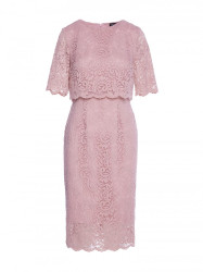 S379 Lace dress with double layerd top - powder