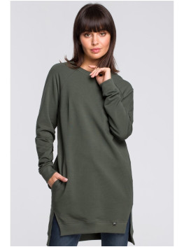 B101 Oversized tunic with split sides - military green