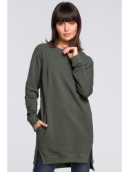 B101 Oversized tunic with split sides - military green