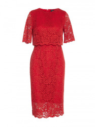 S379 Lace dress with double layerd top - red