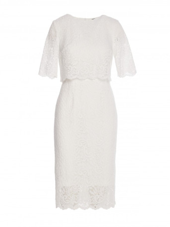 S379 Lace dress with double layerd top - ecru