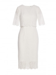 S379 Lace dress with double layerd top - ecru