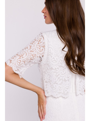 S379 Lace dress with double layerd top - ecru
