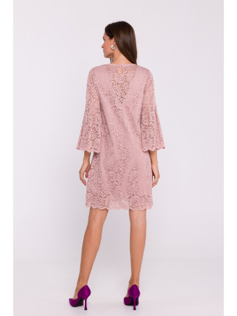 S380 Trapeze shaped lace dress - powder