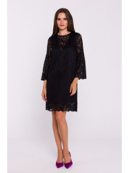 S380 Trapeze shaped lace dress - black