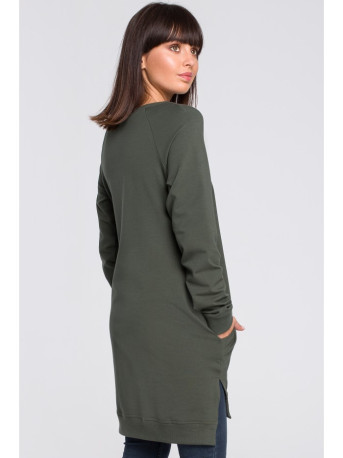 B101 Oversized tunic with split sides - military green
