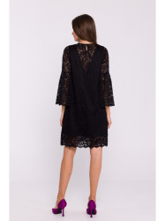 S380 Trapeze shaped lace dress - black