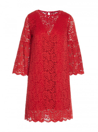 S380 Trapeze shaped lace dress - red