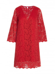 S380 Trapeze shaped lace dress - red