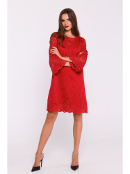 S380 Trapeze shaped lace dress - red