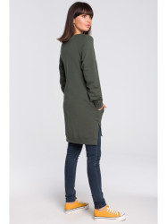 B101 Oversized tunic with split sides - military green