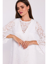 S380 Trapeze shaped lace dress - ecru