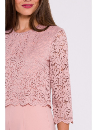 S381 Lace detail jumpsuit - powder