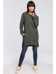 B101 Oversized tunic with split sides - military green