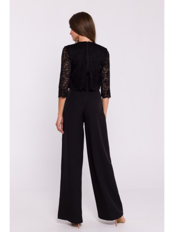 S381 Lace detail jumpsuit - black