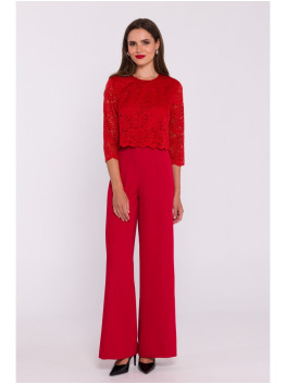 S381 Lace detail jumpsuit - red