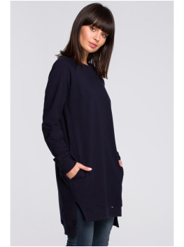 B101 Oversized tunic with split sides - navy blue