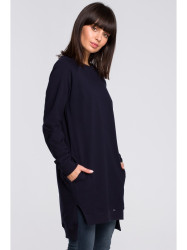 B101 Oversized tunic with split sides - navy blue