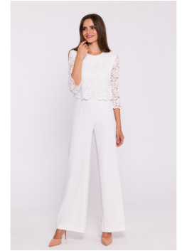 S381 Lace detail jumpsuit - ecru