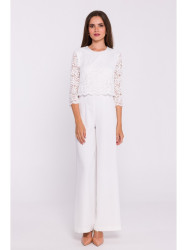 S381 Lace detail jumpsuit - ecru