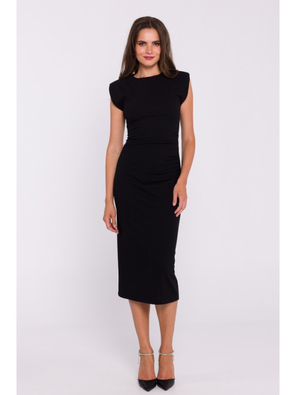 S382 Sleeveless midi dress - black