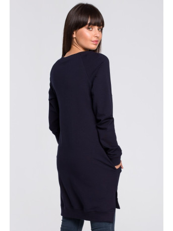 B101 Oversized tunic with split sides - navy blue