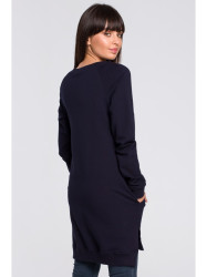 B101 Oversized tunic with split sides - navy blue