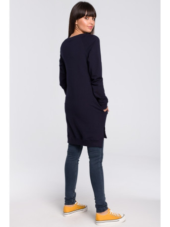B101 Oversized tunic with split sides - navy blue